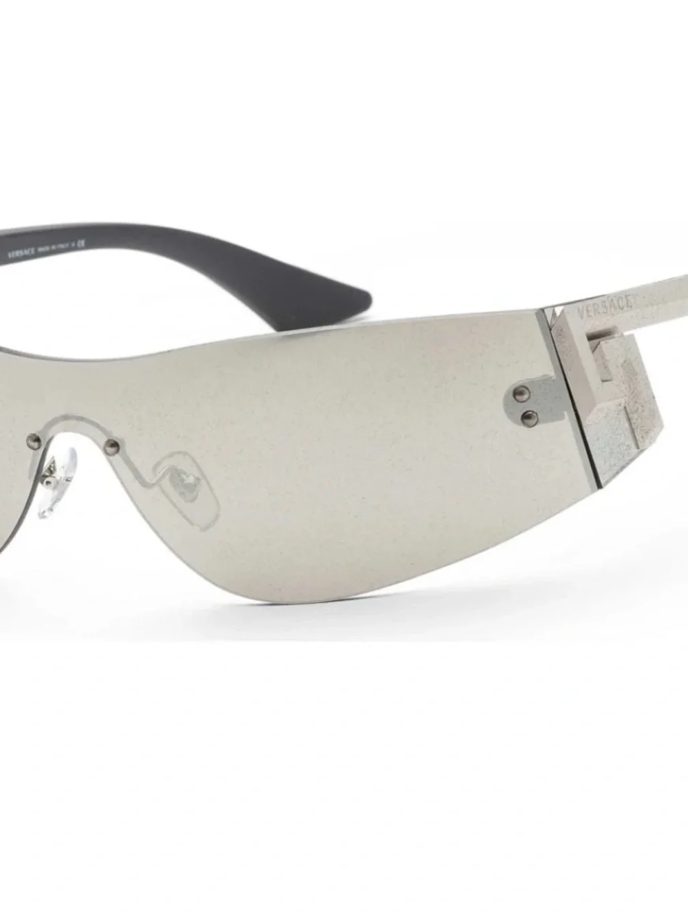 Versace Silver Shield Sunglasses with Mirrored Lens